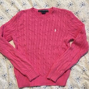 Ralph Lauren  Sport Pink Cable Knit Sweater Sz L